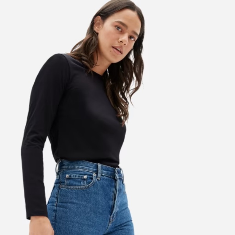 Everlane organic cotton pullover sweater black medium